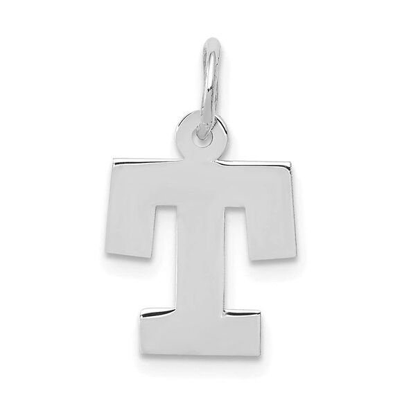10k White Gold Small Block Initial T Charm - Picture 4 of 4